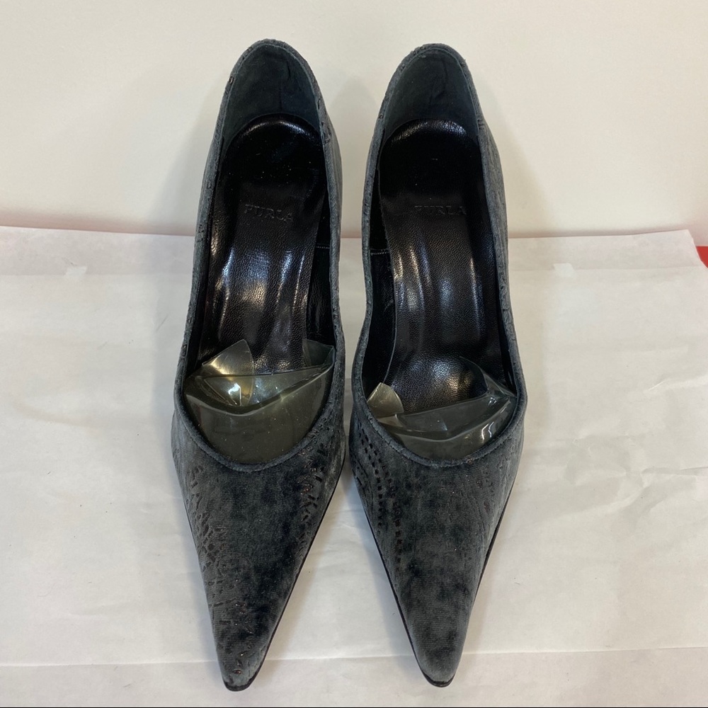 Furla Velvet Gray/Blue Pointy Toe Pumps - Picture 5 of 10